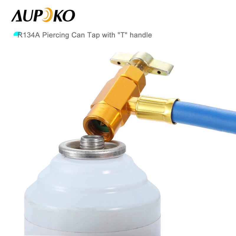 Aupoko R134A AC Refrigerant Recharge Hose, with 70 mm Gauge and 1/2" Female Freon Can Tap for R12 R22 Port, for Auto or Air Conditioner and Refrigerator Refrigerant System - Image 4